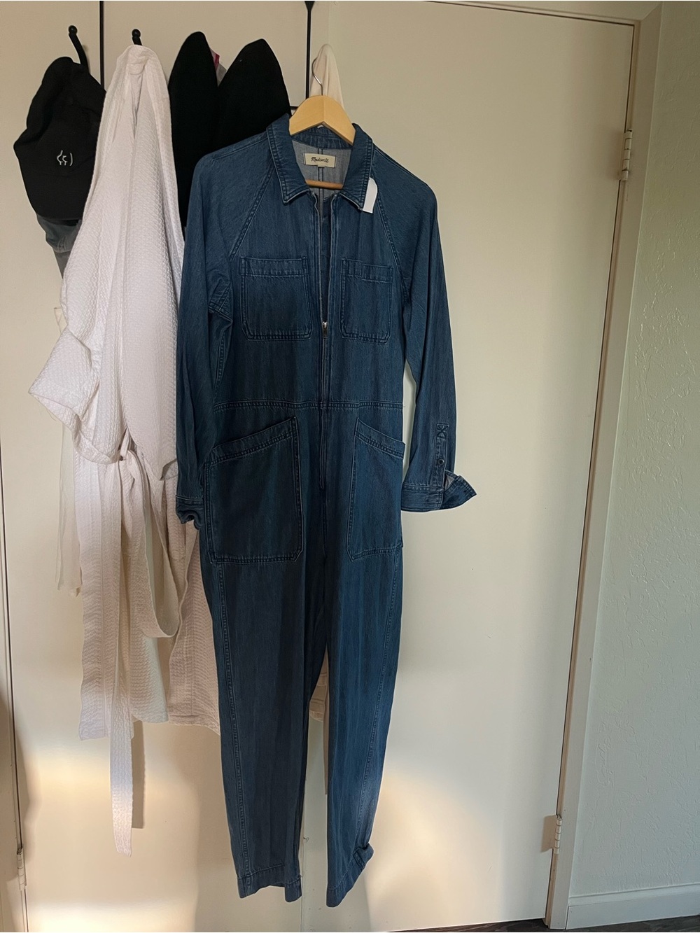 Madewell Indigo Denim Zip-Front Jumpsuit